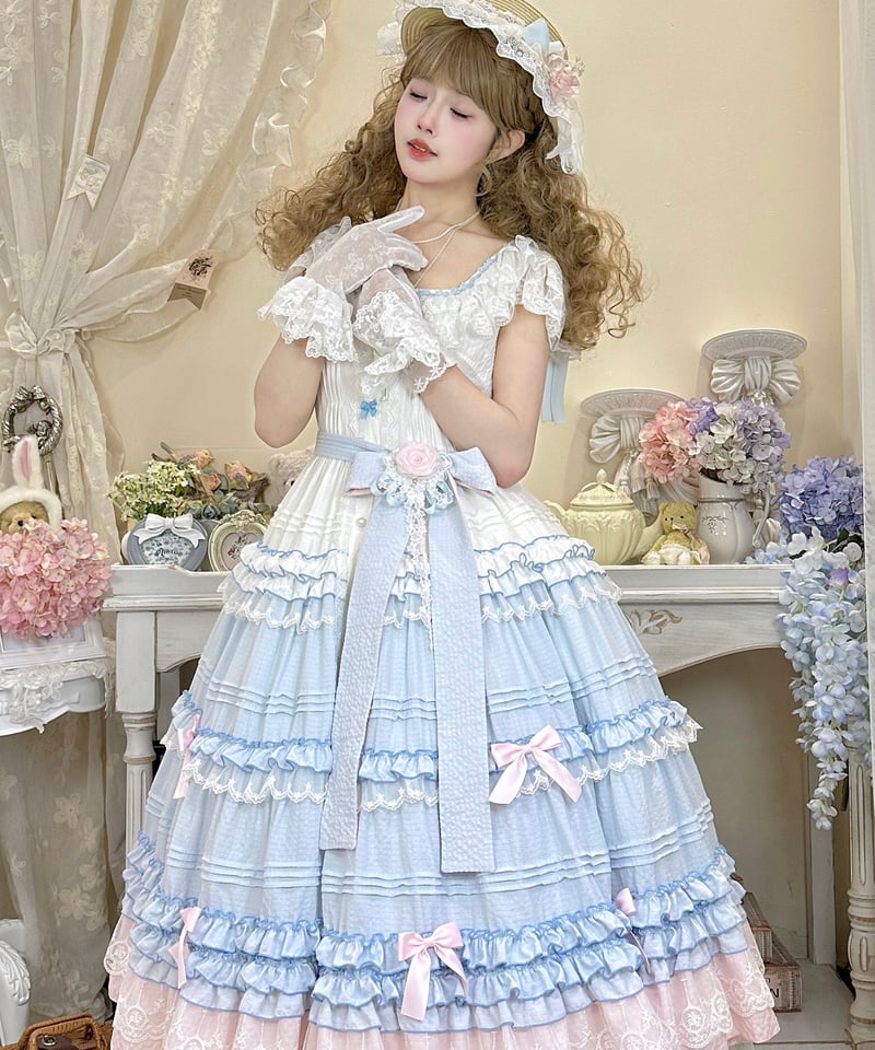 polyhymnia ターシャの庭 クラシック ロリィタ ブルーxピンク