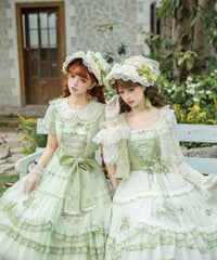 with PUJI Letter and Poetry / マスカット ロリィタドレス set [LO1571]