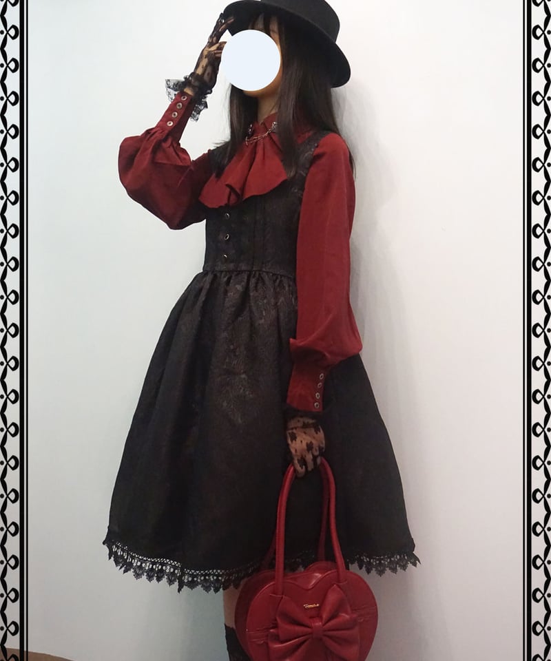 ブラック ダマスク柄 ロリィタ ジャンパースカート ゴスロリ L [LO119