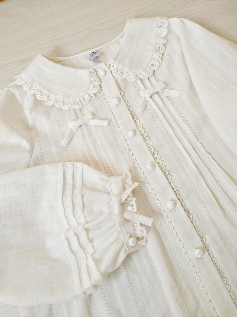 綿 レースドールカラー 生成り ロリィタブラウス 2XL [LO224] | Roses