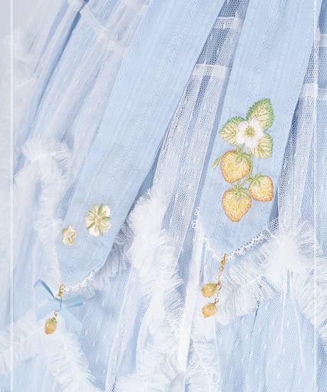 la poésie de camélia いちご 刺繍ロリィタ 刺繍ベルト・三角巾・ヘアバンド[LO474]