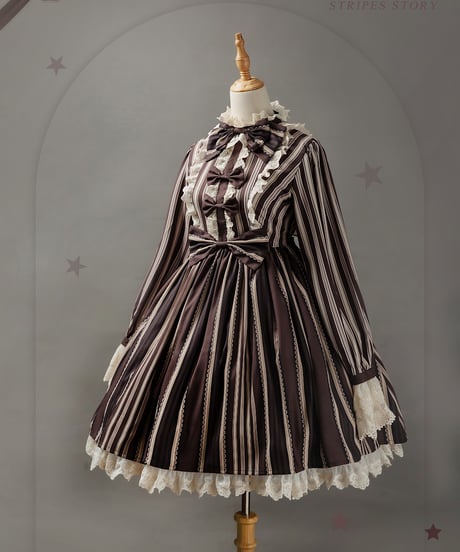 Bramble Rose / Stripes Story ロリィタ ワンピース full set [LO929]