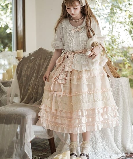 chibi shop 芍薬シリーズ テンセルレース ロングスカート[LO565]