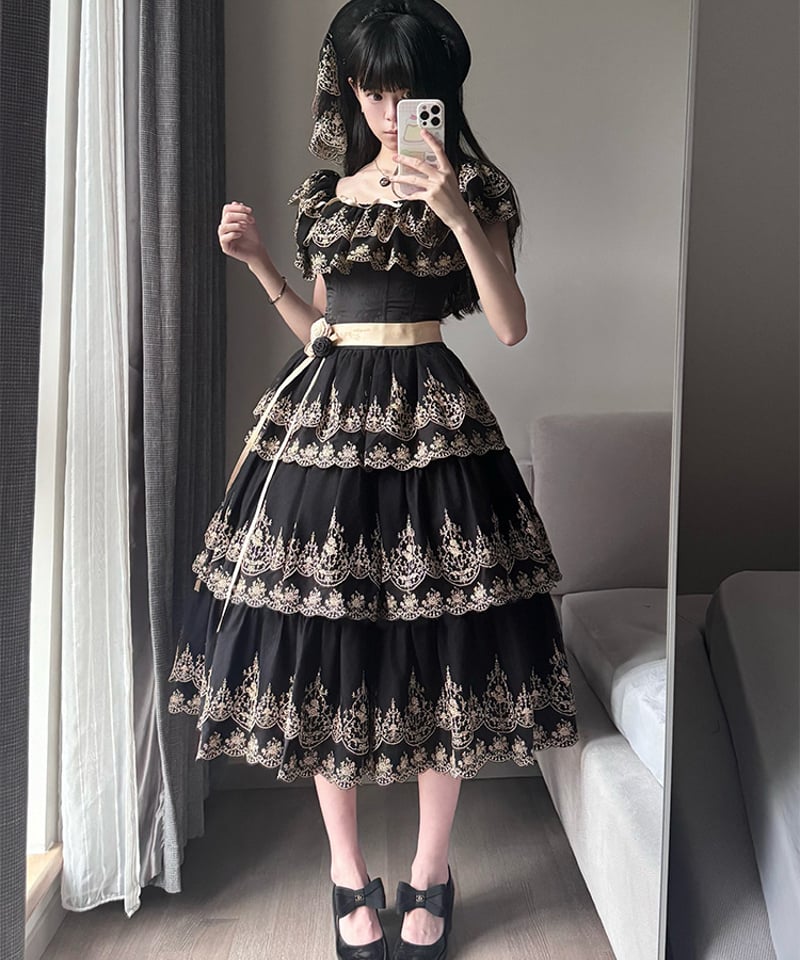 【MARCHESA NOTTE】クリスタル 刺繍 ミディドレス【送料関税込】 Beleganty Lolita / 暁と薔薇の調べ 2025アニバーサリードレス