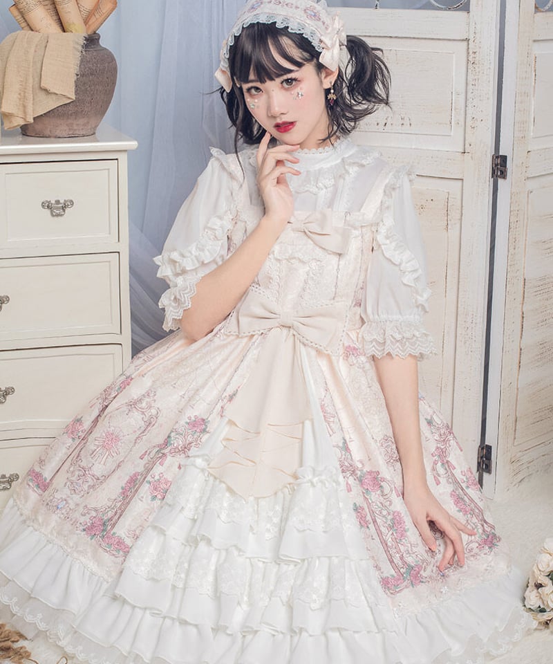 花籠柄 プリント ロリィタ JSK 繁花章華 [LO191] | Roses on the