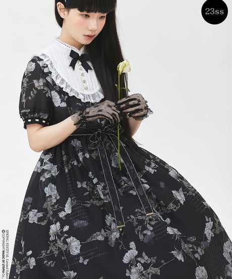 MOU Withered Flower 半袖ブロッキングフリル 花柄 ワンピース 第4回 [LO458]