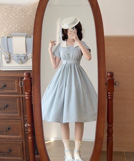 Forest Wardrobe /  悠久の森 ストライプワンピース、ペチコート [LO1578]
