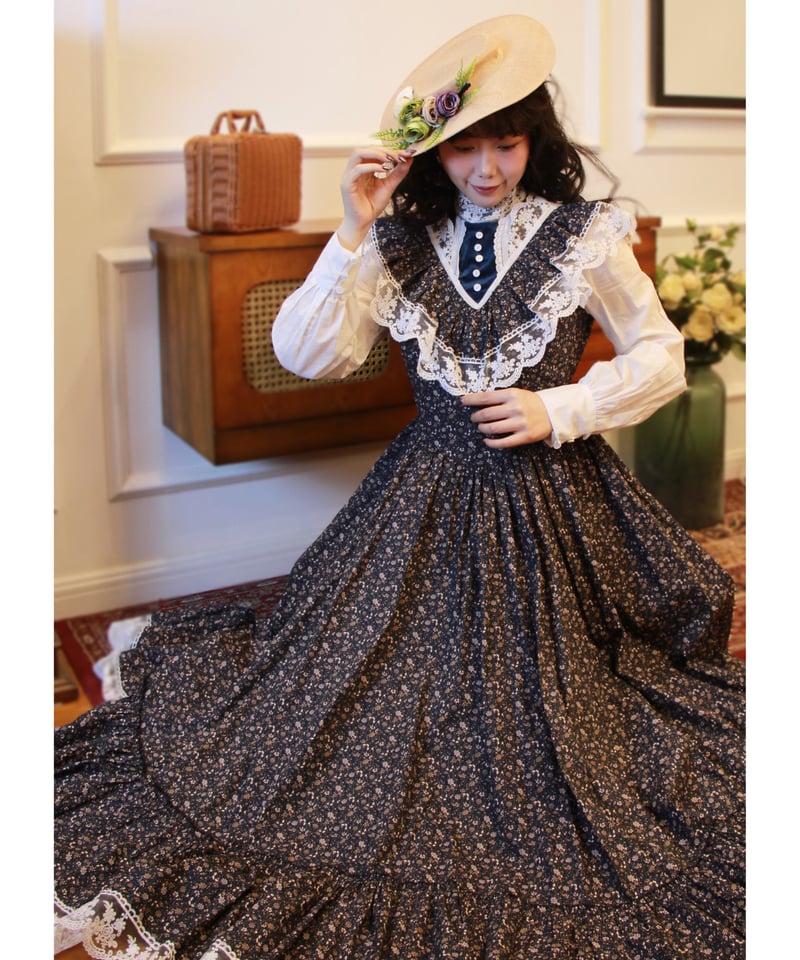 Straw-berry Hat ロングワンピース セール】 Straw-berry Hat プリントミディワンピース （ロング・マキシ