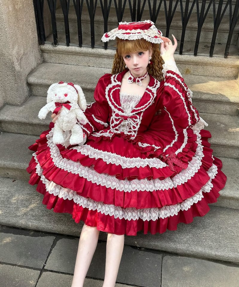 Henrietta ロマンティックサロンワンピース　ボルドー　3 ロリータ Henrietta ロマンティックサロンワンピース ボルドー 3 ロリータ