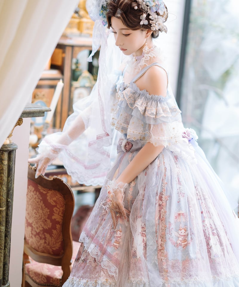【みーにゃん】ロリータドレス M サイズ メイド服 ロリータ ドレス ワンピース S M L 2L 3L 4L 5L 6L LYG