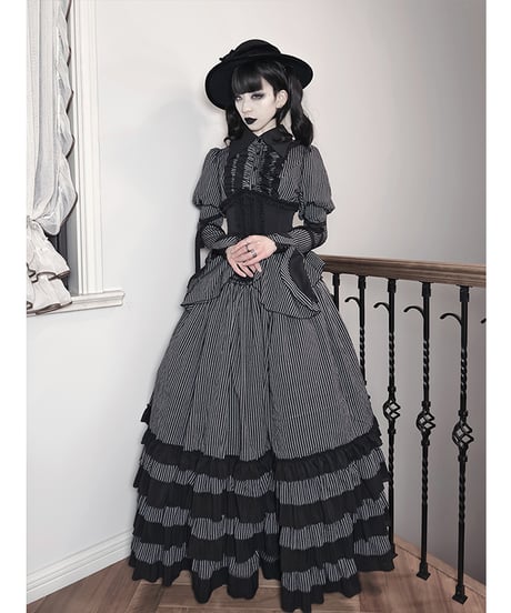 VantablackStudio / Wednesday Addams ゴシック SK, 姫袖ブラウス  [LO1401]