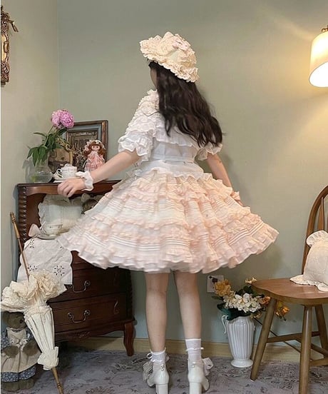 chibi shop 芍薬シリーズ テンセルレースケーキフリルスカート[LO565]