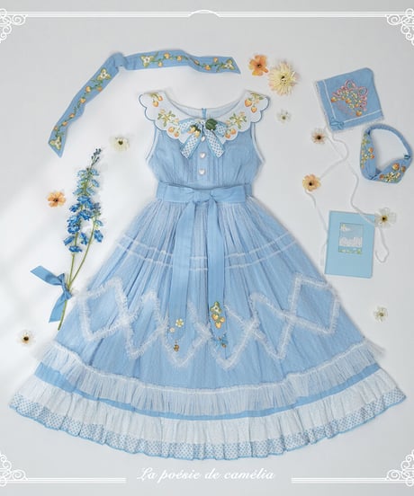 la poésie de camélia いちご 刺繍ロリィタ レースオーバードレス [LO474]