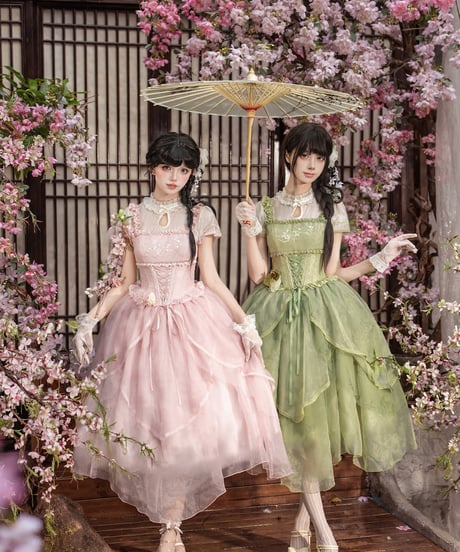 with PUJI Letter and Poetry / 中華風ロリィタ 麗しの馨香 ワンピース セット [LO1603]