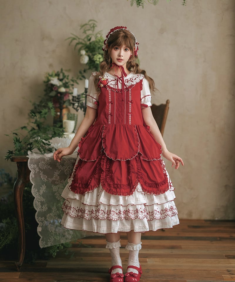 Miss Point 四季の果樹園 ロリィタドレス ストライプ花びらヘム日常