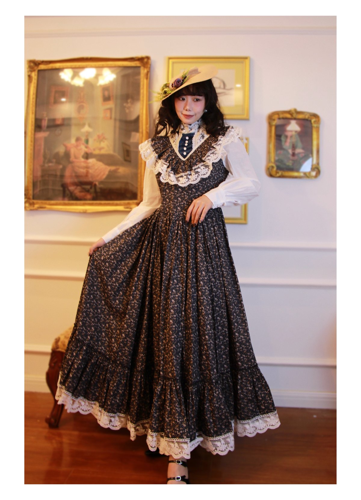 Wizard of Oz / 繁花集 小花柄レースロングワンピース [LO1509