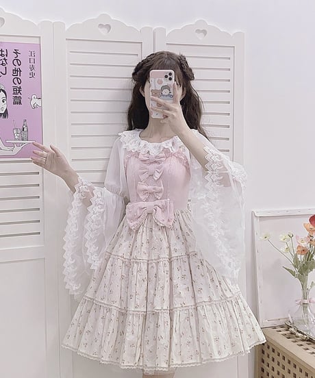 フリルレースラウンドカラー  姫袖 ロリィタインナーブラウス ワンサイズ [BL300]