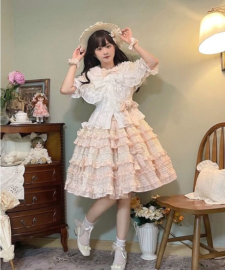 chibi shop 芍薬シリーズ テンセルレースケーキフリルスカート[LO565]