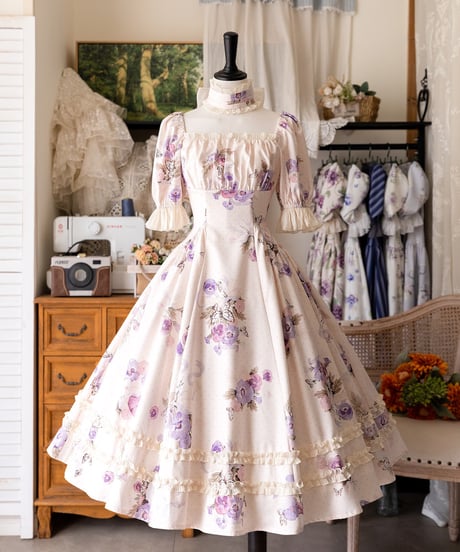 Forest Wardrobe 森林のかご5.0 スクエアネックワンピース [LO1090]