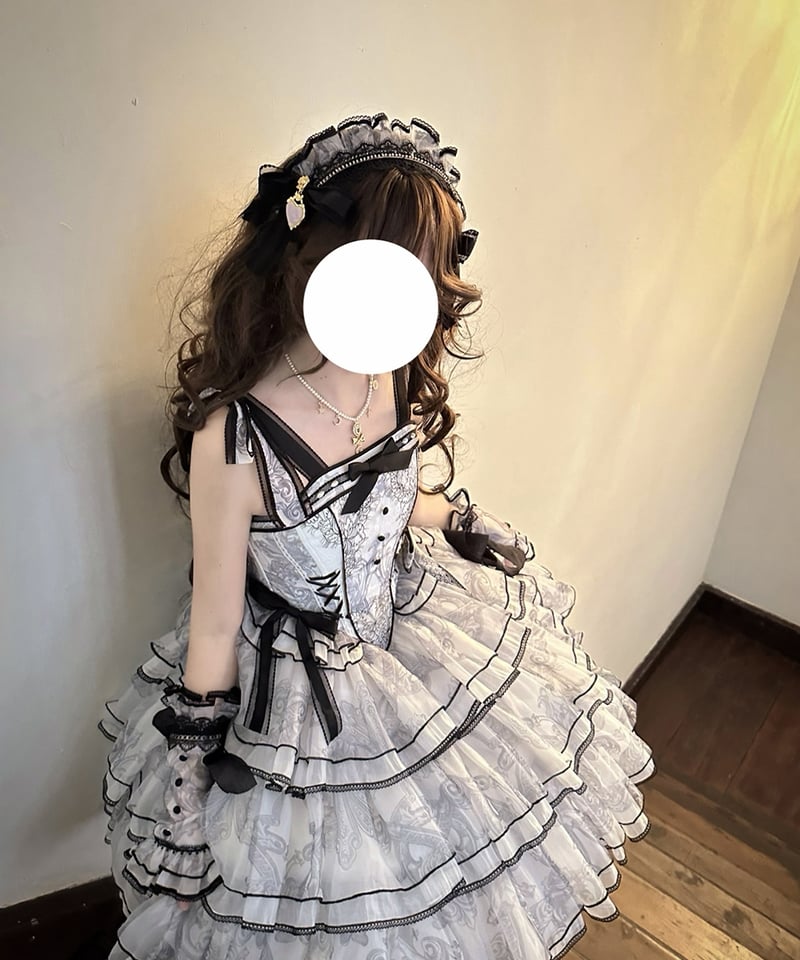 Angelic Pretty 猫のお茶会ジャンパースカートセット　グレー Cat Tea Party JSK Set (2020) by Angelic Pretty