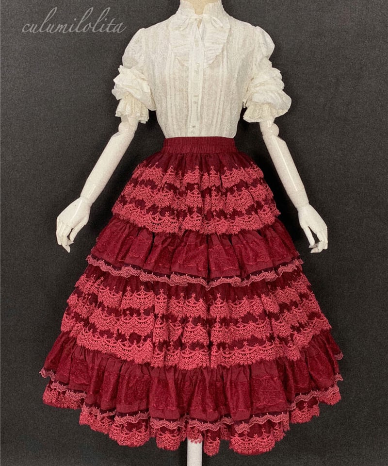 訳あり RED VALENTINO 花柄×水玉 チュールレースレイヤードスカート Culumilolita レースレイヤードスカート ペチコート ロング