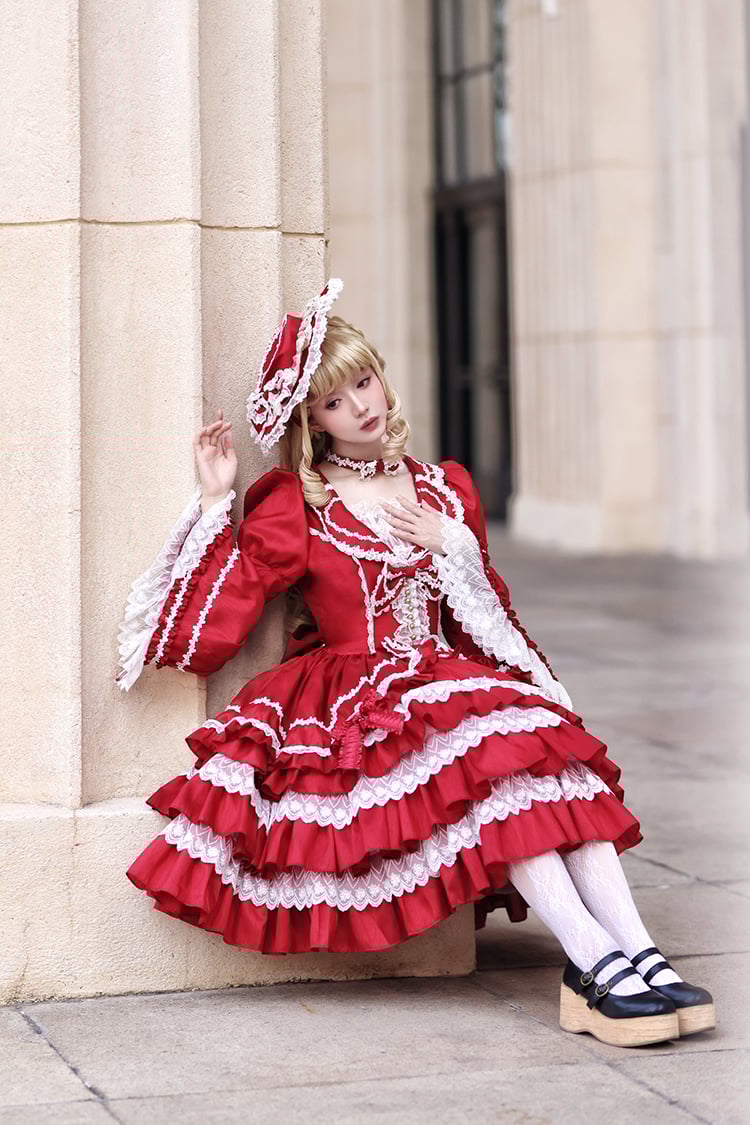 Henrietta ロマンティックサロンワンピース　ボルドー　3 ロリータ Henrietta ロマンティックサロンワンピース ボルドー 3 ロリータ