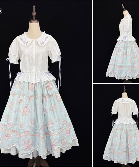 Miss Cube / フルール・ブランシュ・グース ロリィタドレス ペタルヘムスカート、ブラウス [LO1610]
