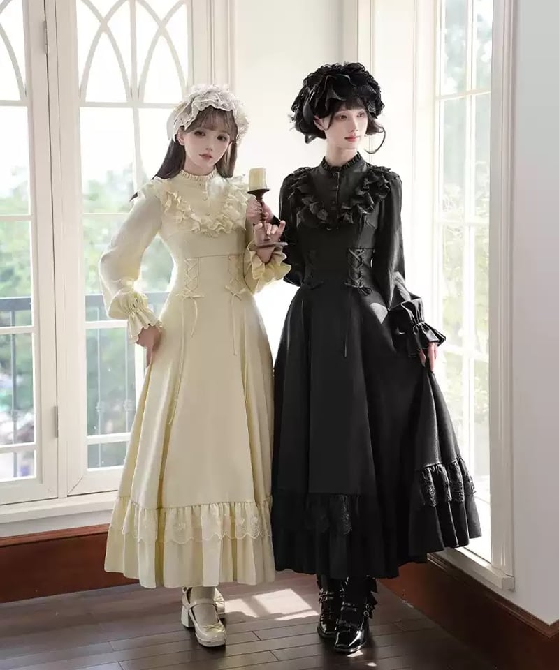 with PUJI Letter and Poetry / 白昼夜 ロリィタドレス [LO15