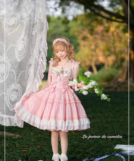 la poésie de camélia いちご 刺繍ロリィタ ストラップJSK [LO474]