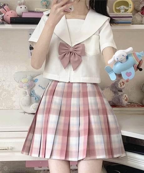 ホワイト セーラーカラー 半袖 ブラウス 関西襟 JK制服 [BL297]