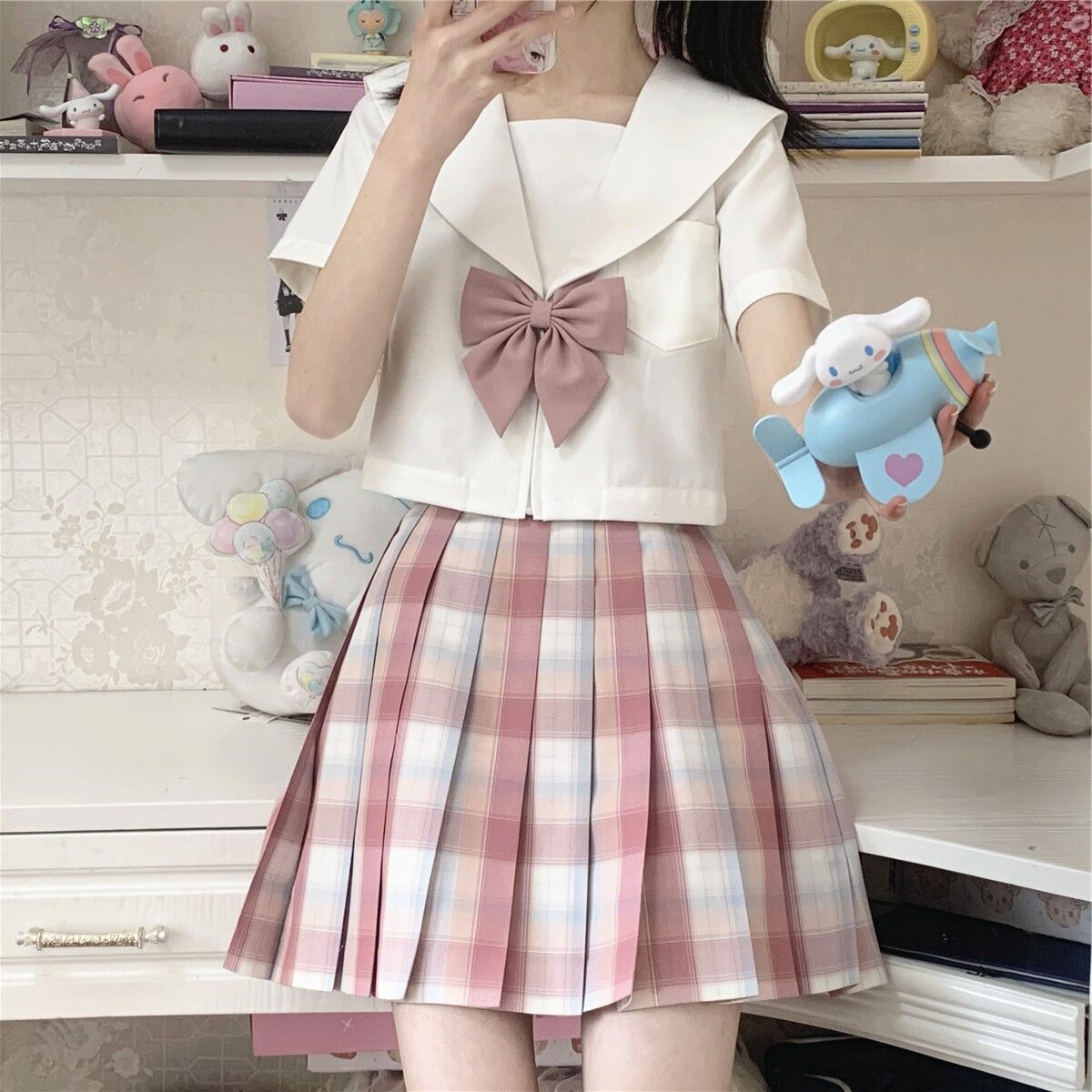 ホワイト セーラーカラー 半袖 ブラウス 関西襟 JK制服 [BL297