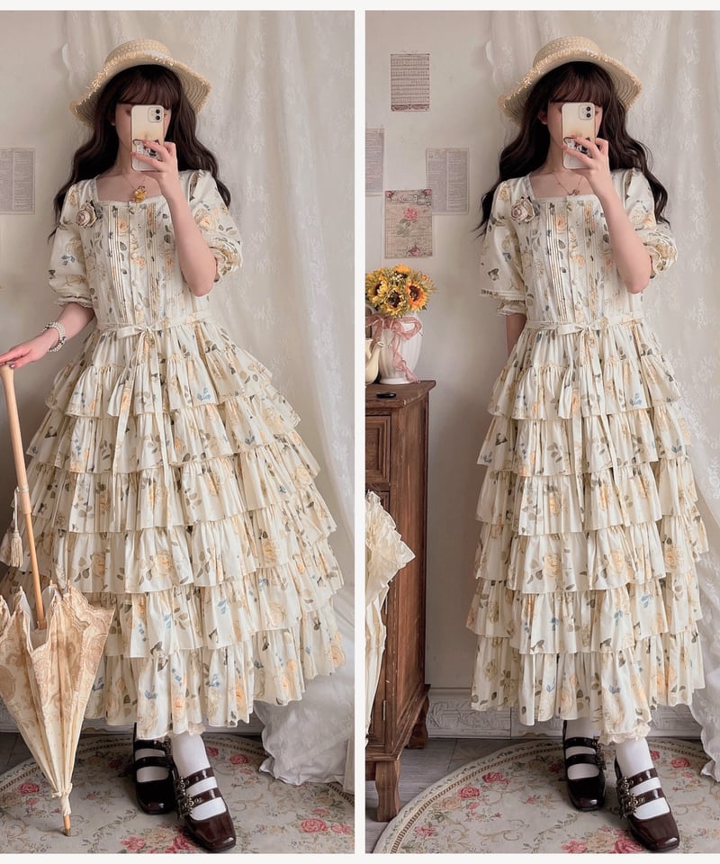 Fable Red Roof ローズガーデンの日々 ロリィタ ケーキフリル Fable Red Roof ローズガーデンの日々 ロリィタ ケーキフリル