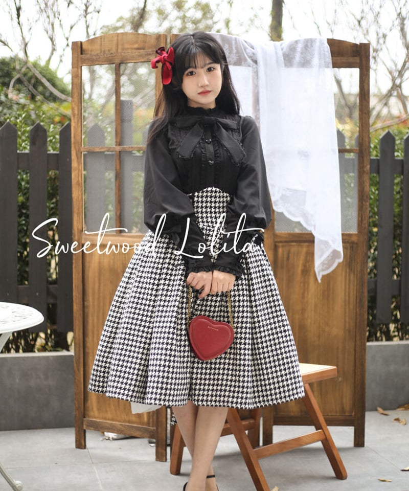SweetWood 冬の愛の詩 千鳥格子 エレガントセットアップ ロング
