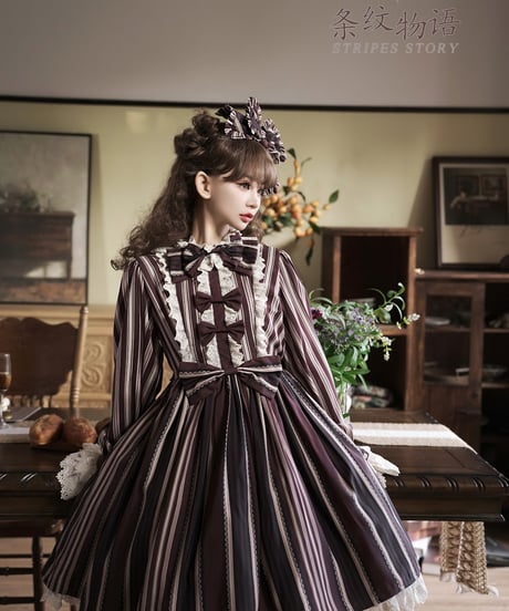 Bramble Rose / Stripes Story ロリィタ ワンピース full set [LO929]