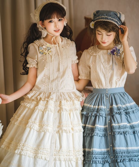 Miss Point 猫とバラのお茶会2.0 ロリィタドレス 無地版 前あきスカート [LO984]