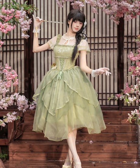 with PUJI Letter and Poetry / 中華風ロリィタ 麗しの馨香 ワンピース セット [LO1603]