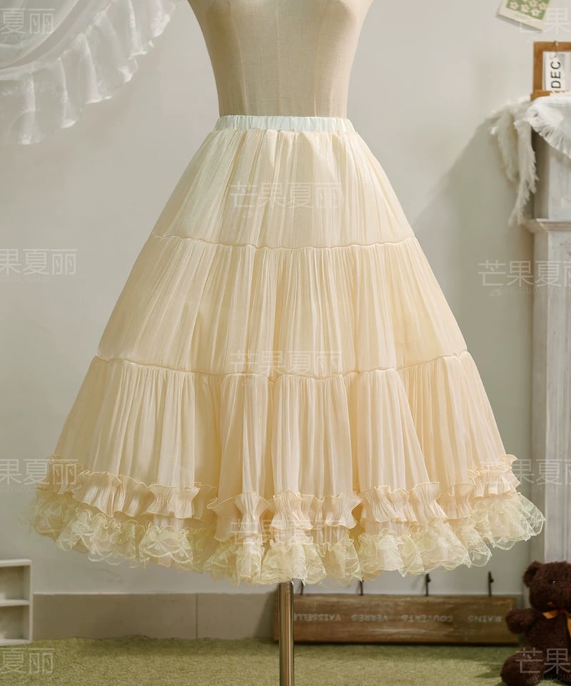 アイボリー シャンパンカラー パニエ 55cm/65cm/75cm丈 [SK88] | Ros