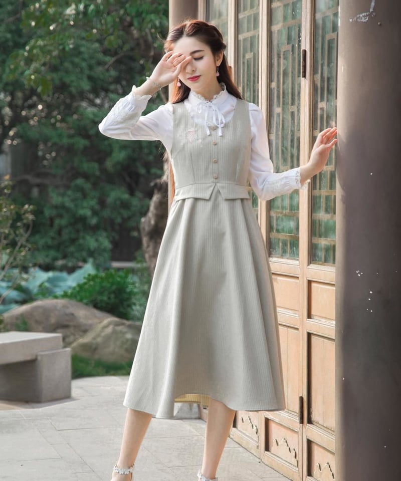 muffy ワンピース＆ブラウス セット① サイズ90とジャンパースカート ジャンパースカート ロング セットアップ レディース カジュアル