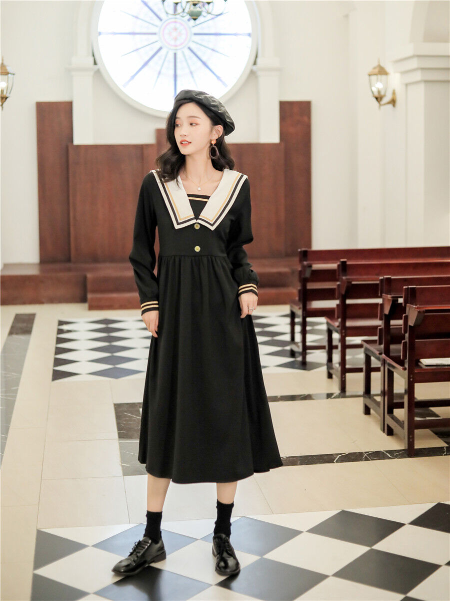 美品☆韓国☆ユノイア☆セーラーカラーブラウス ピンタック ゆったり ブラック 美品☆韓国☆ユノイア☆セーラーカラーブラウス ピンタック ゆったり