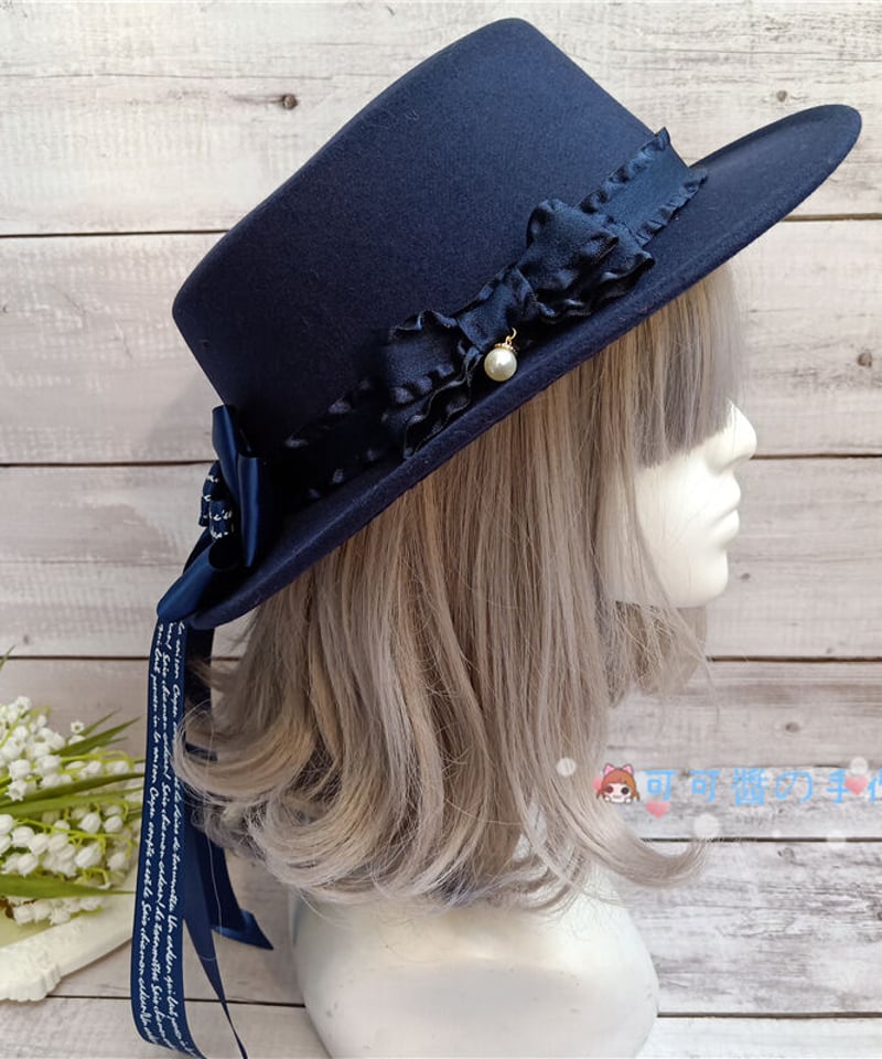 Cocoa フラットトップ リボン ロリィタハット [AC37] | Roses on the