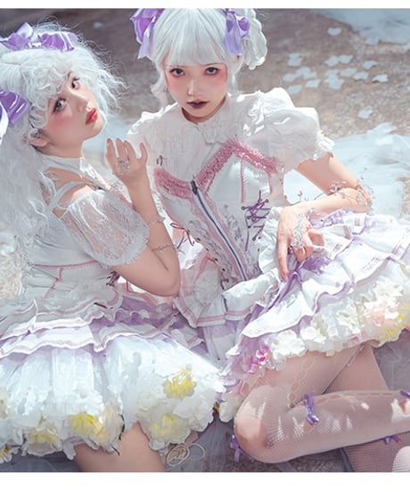 一只冲天兔 / 花パニエ 35cm丈 ④[LO26]