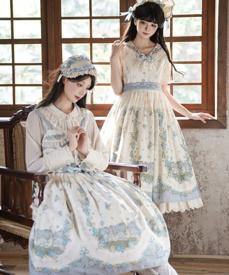 ♥ 平成女児 ロリータ ジャンパースカート 2way サロペット ♥ レトロカラー ドットフリルスウィートロリータジャンパースカート
