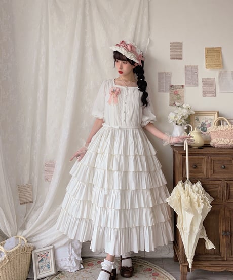 Fable Red Roof ローズガーデンの日々  ロリィタ  ケーキフリルドレス [LO536]