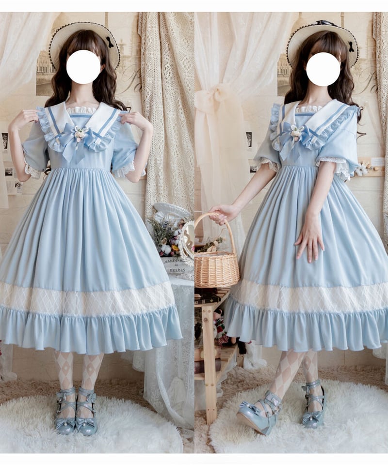 生如夏花 大きなパフスリーブとセーラーカラーのロリィタドレス 生如夏花 大きなパフスリーブとセーラーカラーのロリィタドレス