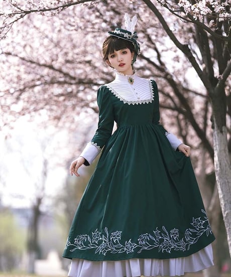 YUPBRO  ロブニャ ブリティッシュスタイル ゴシックロリィタ ドレス  小セット [LO483]