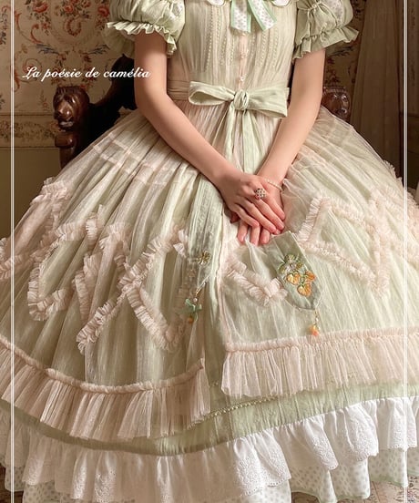 la poésie de camélia いちご 刺繍ロリィタ ワンピース ロング [LO474]