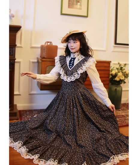 Wizard of Oz / 繁花集 小花柄レースロングワンピース [LO1509]