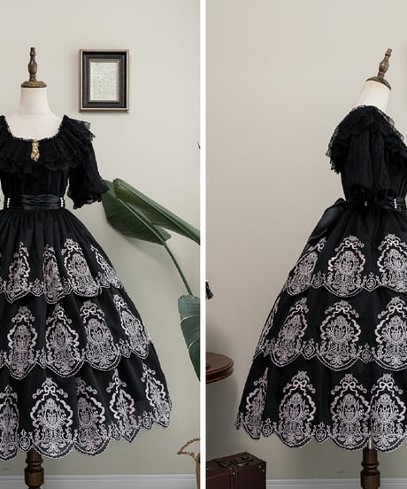 Miss Point / ミスポイントの花園 刺繍段々スカート [LO1473]