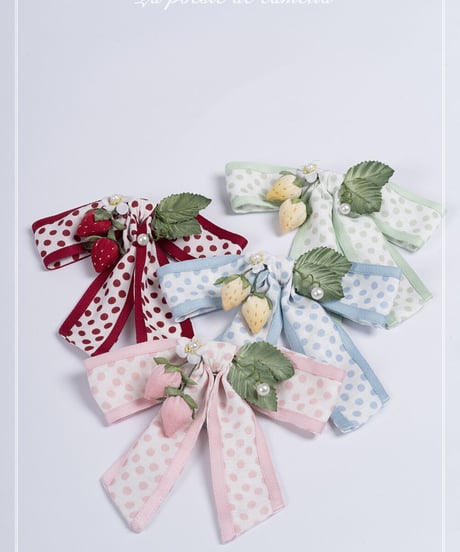 la poésie de camélia いちご 刺繍ロリィタ 胸元リボンブローチ[LO474]