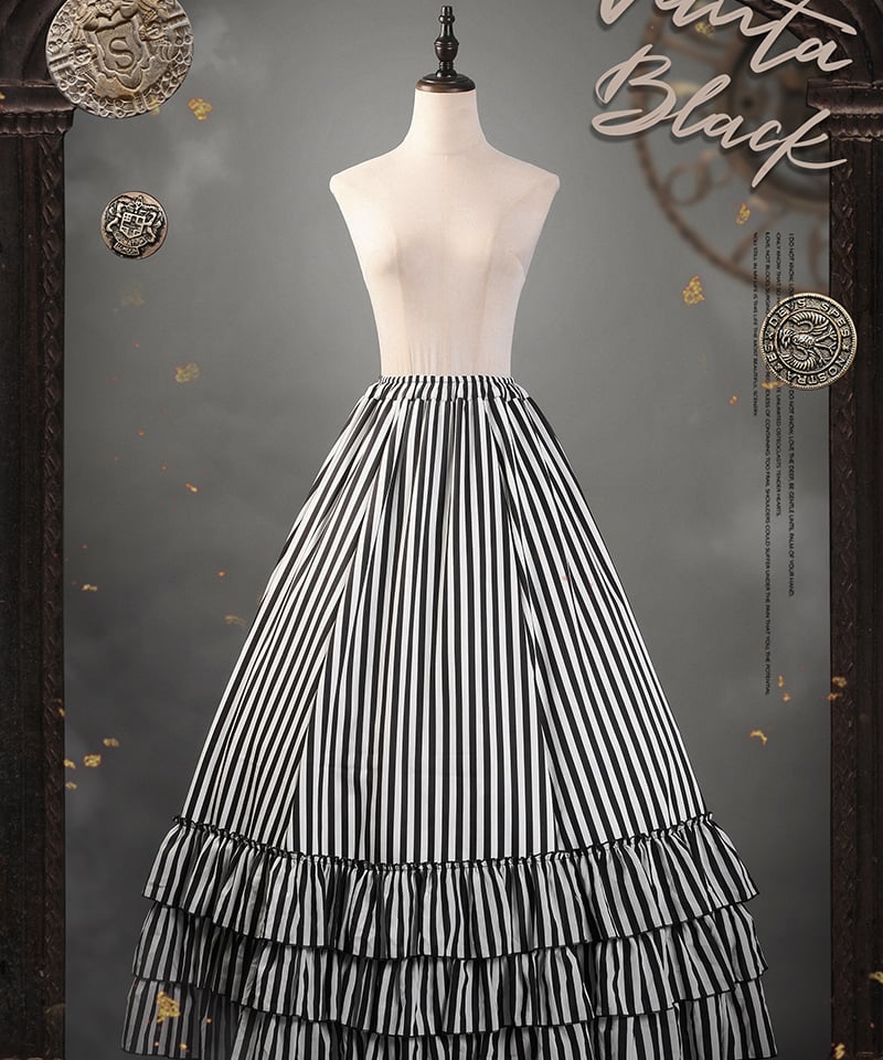 VantablackStudio / Steam Age ストライプスカート ゴシック